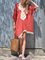Linen V Neck Batwing Guipure Lace Casual Dresses