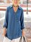 Solid Long Sleeve V Neck Buttoned Blouses