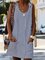Crew Neck Women Dresses Shift Daily Boho Pockets Striped Dresses