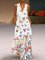 Butterfly Printed Maxi Dresses V Neck White Women Dresses Shift Daily