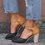 JFN Women Vintage Color Block Casual Chunky Heel Adjustable Buckle Sandals