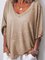 Women Long Sleeves V Neck Loose-Ness Fit Shirt Tops