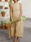 Summer Crew Neck Casual Cotton-Blend Sleeveless Solid Linen Dresses