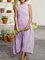 Summer Crew Neck Casual Cotton-Blend Sleeveless Solid Linen Dresses