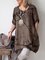 Women Printed Solid Crew Neck Short Sleeve Casual Blouses