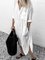 Pockets Buttoned V Neck Shift Daily Cotton-Blend Solid Dresses