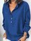 Cotton Linen Buttoned Long Sleeve Solid Shirt Collar Shirts & Blouses