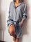 Pockets Buttoned Solid V Neck Shift Daily Cotton-Blend Dresses