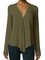 Solid Casual Chiffon Long Sleeve V neck Blouse