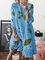Casual Leaf Printed 3/4 Sleeve Crew Neck Dress