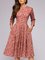 Crew Neck Women Spring Dresses Party Floral-Print Floral Dresses