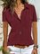 Women Summer Pockets Blouses Casual Short Sleeve Tops