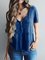 Casual V Neck Buttoned Solid T-shirt