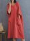 Plus Size Short Sleeve Solid Shift Casual Pockets Midi Dresses