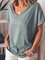 Gray Blue Short Sleeve Letter Casual Shirts & Tops