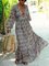 Plus Size Women Long Sleeve V-Neck Vintage Floral Casual Maxi Dresses
