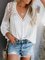 Casual Patchwork V Neck Shirts & Tops