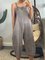 Plus Size Linen Solid Women Jumpsuits With Pockets