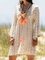 V Neck Women Weaving Dress Holiday Cotton Floral Weaving Dress