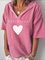 V Neck Paneled Cotton-Blend Half Sleeve Shirts & Tops