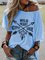 Summer Short Sleeve One Shoulder Holiday Casual Hippie Printed Top