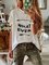 Plus Size Women Short Sleeve Round Neck Vintage Letter Floral Casual Tops