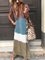 Plus Size Women Short Sleeve V Neck Vintage Gradient Striped Casual Dresses
