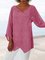 Cotton Casual Slit 3/4 Sleeve Shirts & Blouses