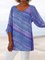3/4 Sleeve Linen Floral-Print Blouses