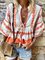 Plus Size Tribal Holiday 3/4 Sleeve Blouses