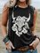 Round Neck Sleeveless Oxhead Print Casual Top