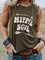Round Neck Sleeveless Letter Print Casual Top