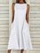 JFN Round Neck Pockets Plain Casual Midi Dresses