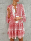 Summer Stripe Printed Long Sleeve V neck Casual Dresses