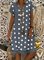 Women Midi V-Neck Short Sleeve Hollow Polka Dot Summer Plus Size Dress
