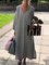 Solid Linen Casual V Neck Dresses