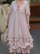 Pink V Neck Half Sleeve Dresses