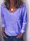 Plain V Neck Casual Long Sleeve Shirts