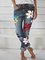 Women Denim Floral Casual Pants