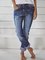 Blue Casual Pockets Denim Pants