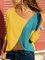 Long Sleeve Patchwork Vintage V Neck T-Shirts