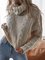 Turtleneck Plain Crocheted Sweater Tops
