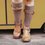 Comfy Cabin Sweater Boots Vintage PU Paneled Adjustable Buckle Casual Boots