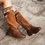 Women Kelsey Boots Zipper Knitted Fabric Rider Tall Artificial Leather Boots