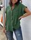 Pockets Short Sleeve Buttoned Down Plus Size Blouses