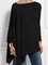Navy Blue Round Neck Long Sleeve Cotton-Blend Shirts & Tops