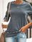 Summer Round Neck Long Sleeve Casual Cotton-Blend Patchwork Shirts & Tops