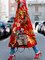 Red Floral Printed Hoodie Long Sleeve Pockets Outerwear