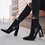 Black Winter Pu Zipper Date Chunky Heel Boots
