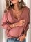 Plus Size Casual Solid V Neck Long Sleeve Sweater